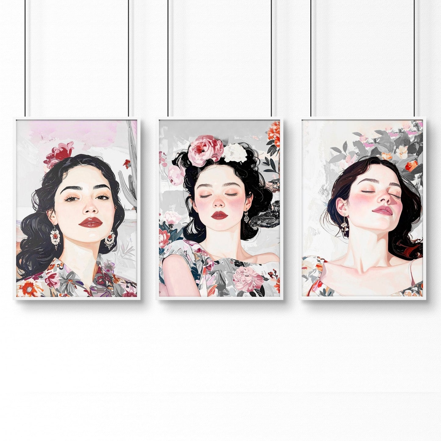 Print Sets Of 3 | Set of 3 Boho Women Wall art Prints