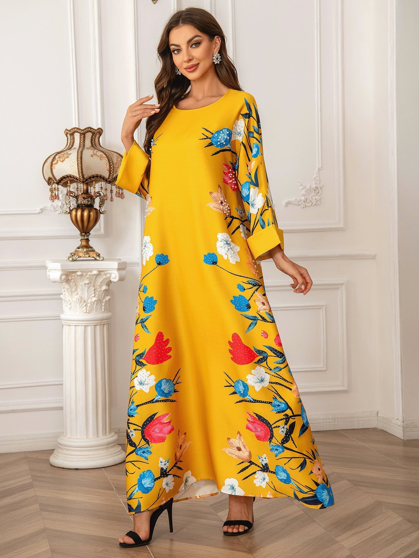 Printed Hot Diamond Abaya Dress, Women's Robe, Abaya, Muslim Women's Dress, Modest Dress