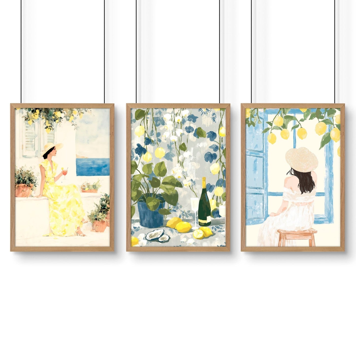 Prints of Lemons | Set of 3 Italian Lifestyle Wall art Prints