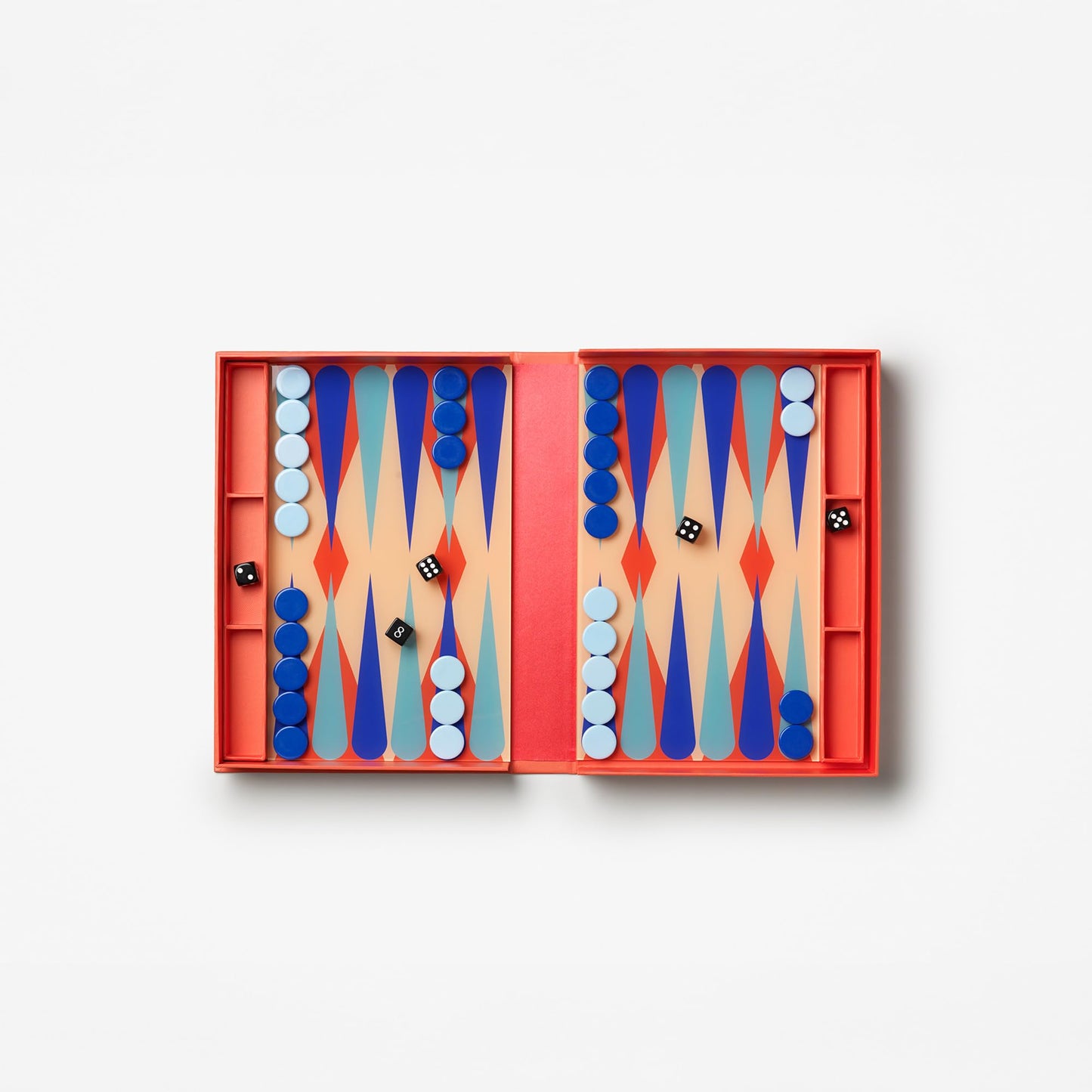 PrintWorks Art of Backgammon – Bold Red & Blue Acrylic, Compact Book-Style Set for Adults
