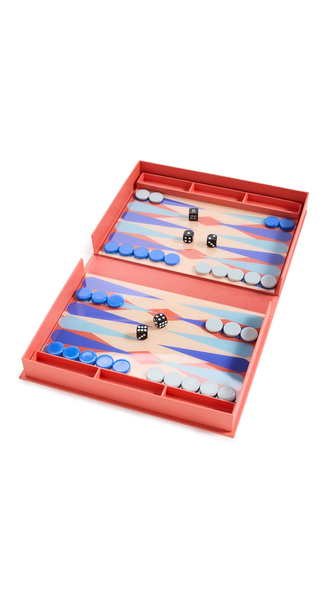 PrintWorks Art of Backgammon – Bold Red & Blue Acrylic, Compact Book-Style Set for Adults