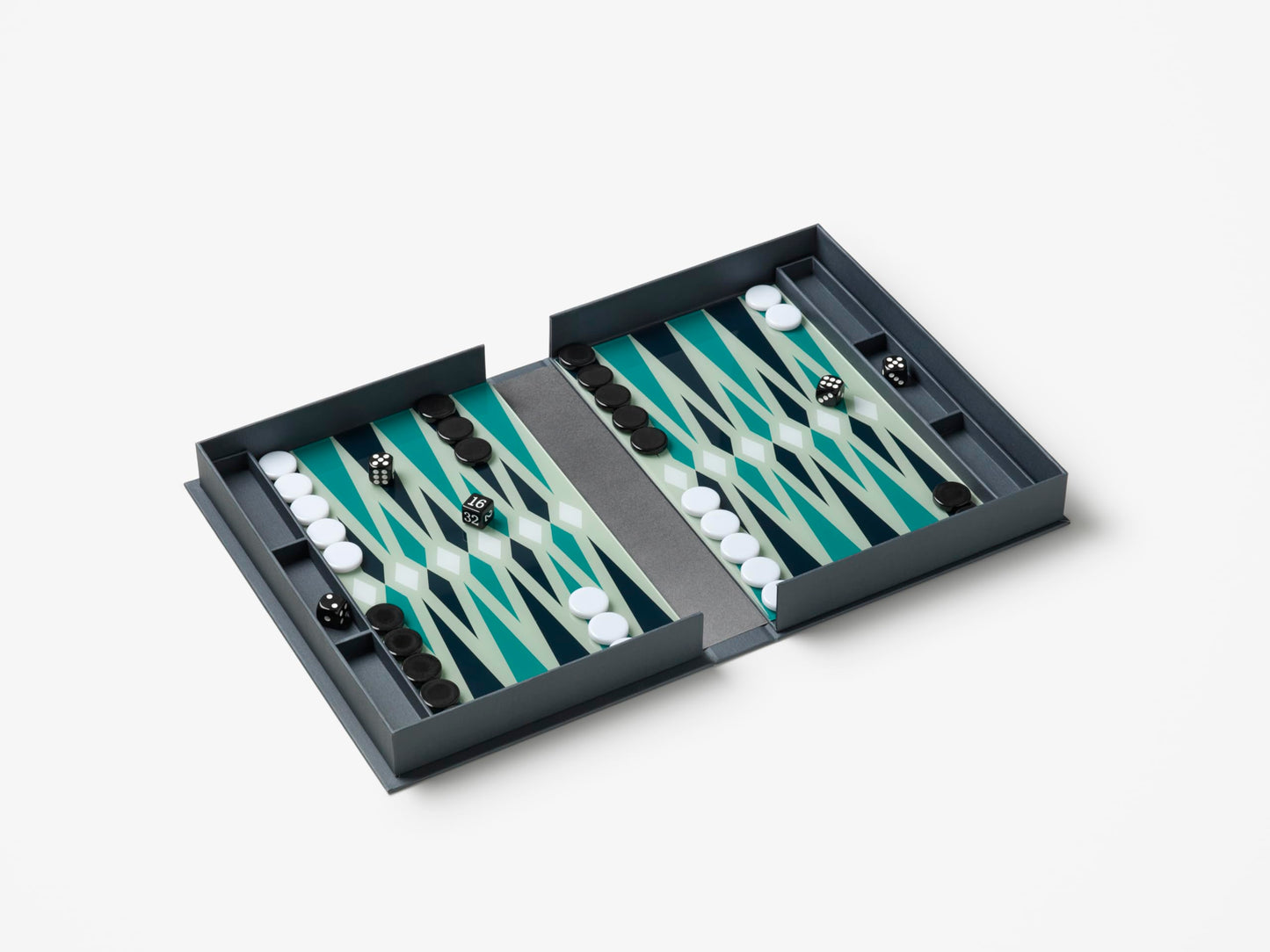 PrintWorks Classic Backgammon – Grey Blue Acrylic Foldable Book Set