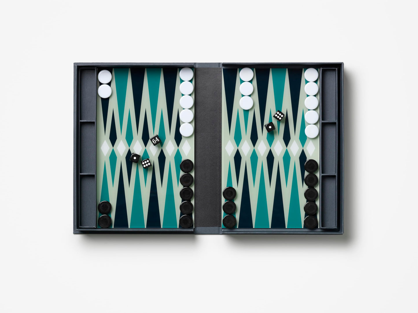 PrintWorks Classic Backgammon – Grey Blue Acrylic Foldable Book Set