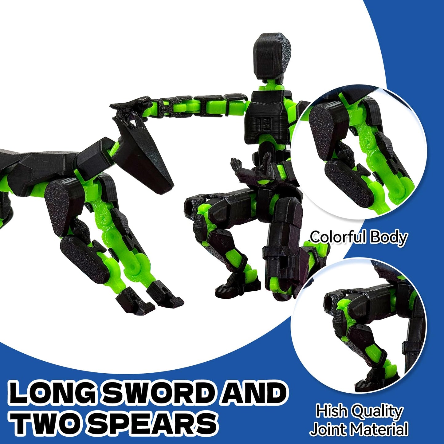 prntedtou 5PCS T13 Action Figure Set | Pre-Assembled 3D Printed Titan & Robo Figures