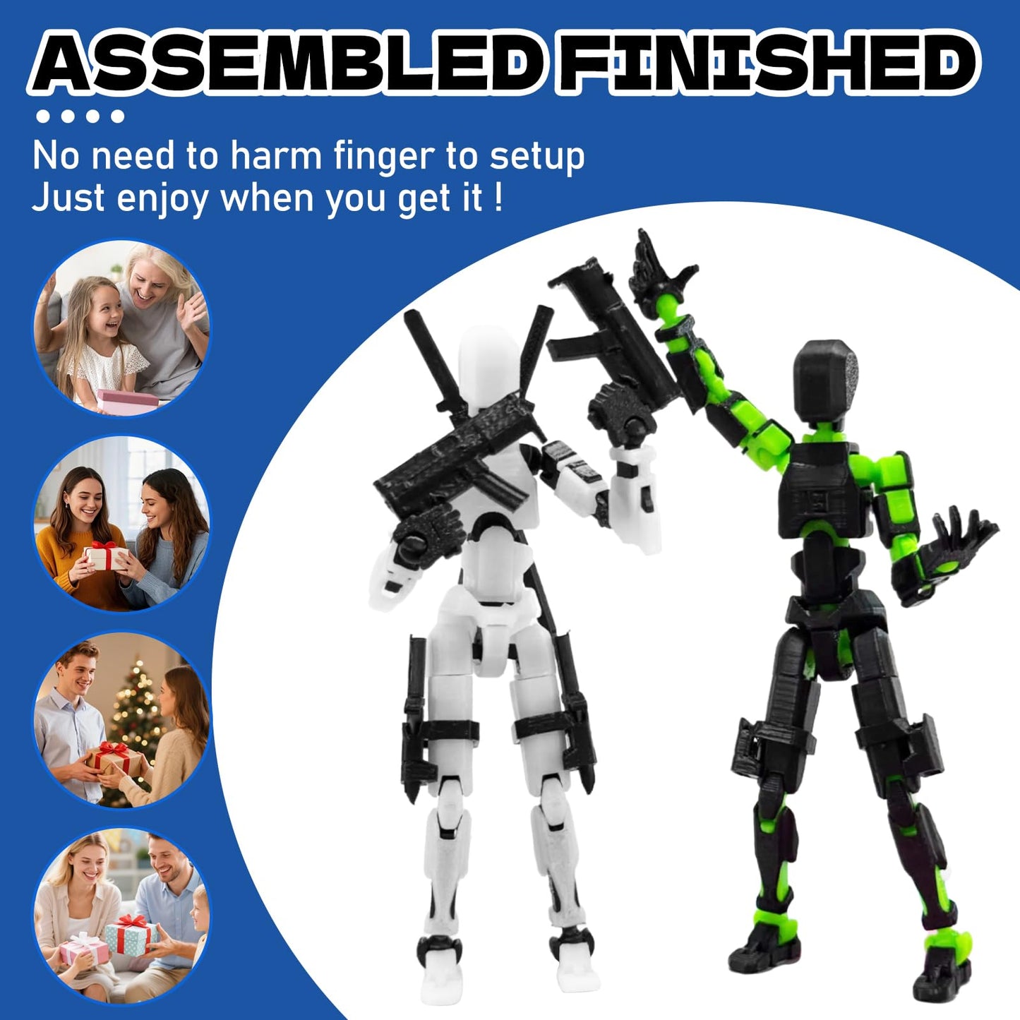 prntedtou 5PCS T13 Action Figure Set | Pre-Assembled 3D Printed Titan & Robo Figures