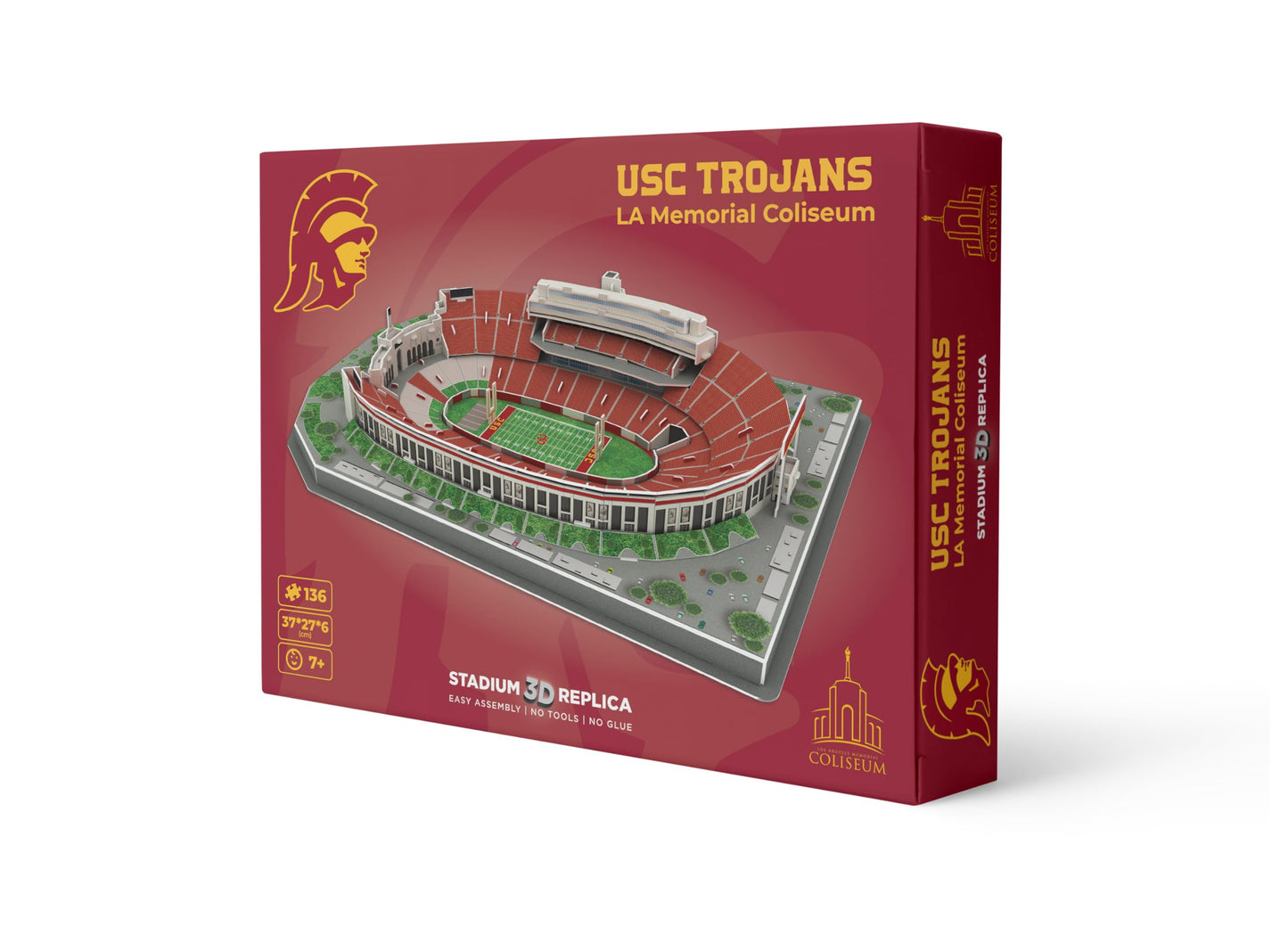Pro-Lion 3D Jigsaw Puzzle Los Angeles Memorial Coliseum – 136 Pieces | 2 Hour Build Time | USC Football Gift