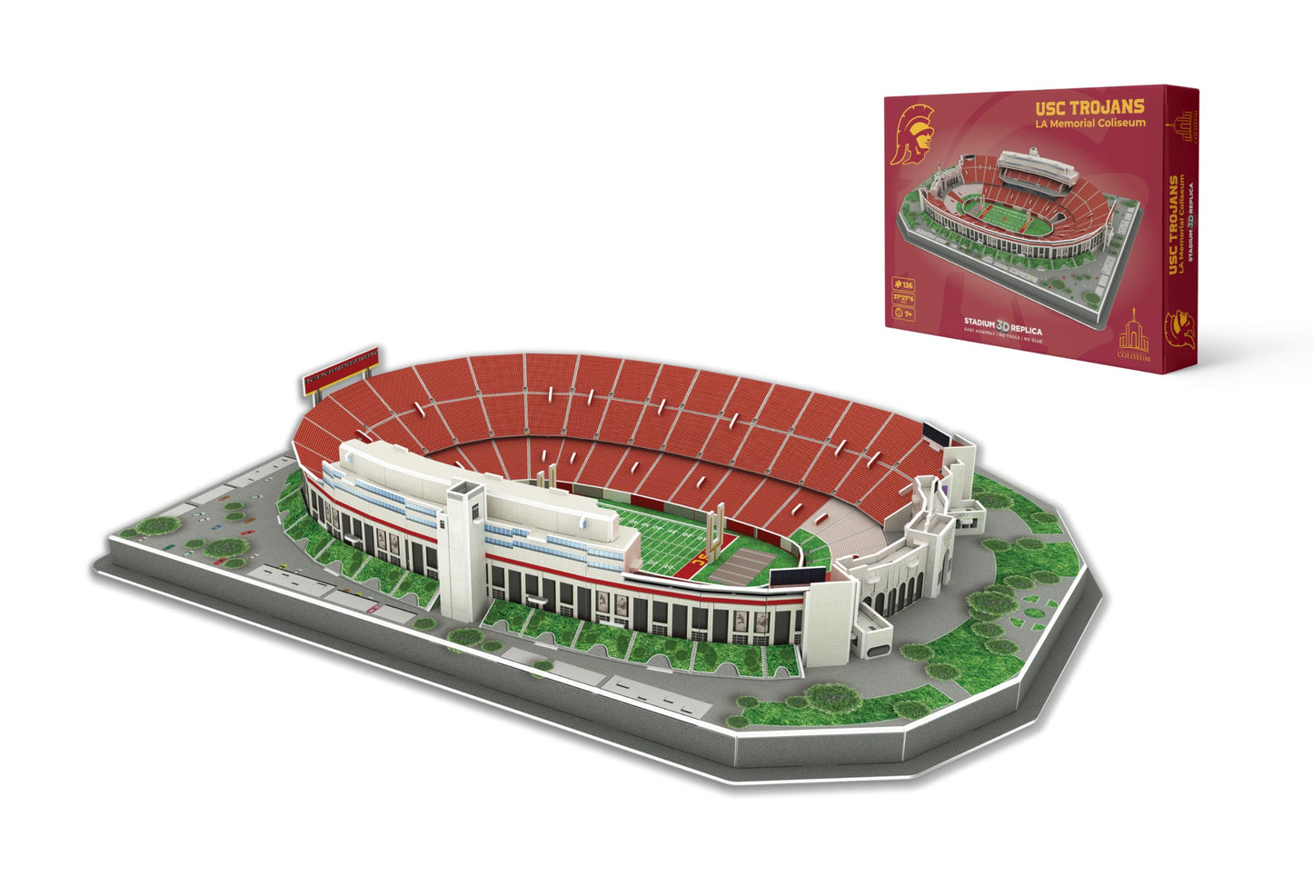 Pro-Lion 3D Jigsaw Puzzle Los Angeles Memorial Coliseum – 136 Pieces | 2 Hour Build Time | USC Football Gift