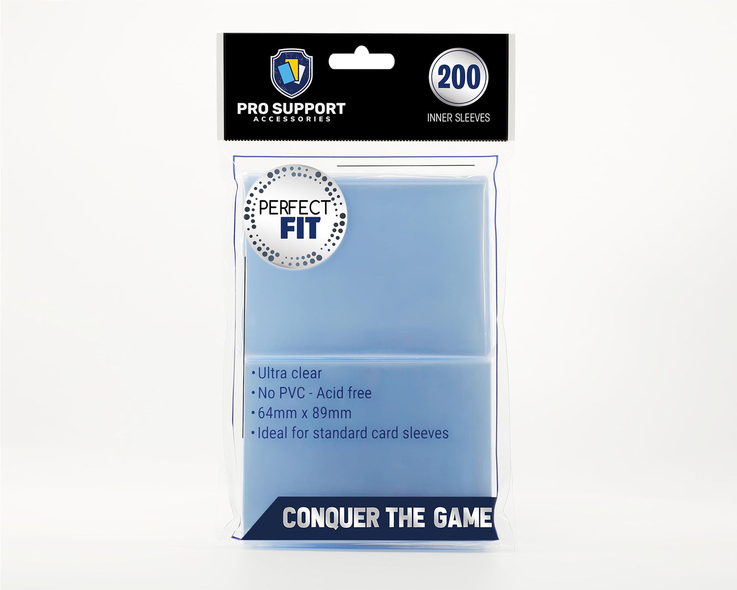 PRO SUPPORT TRADING CARD ACCESSORIES — 200 Premium Ultra-Clear Inner Sleeves (Standard Size 64x89mm)