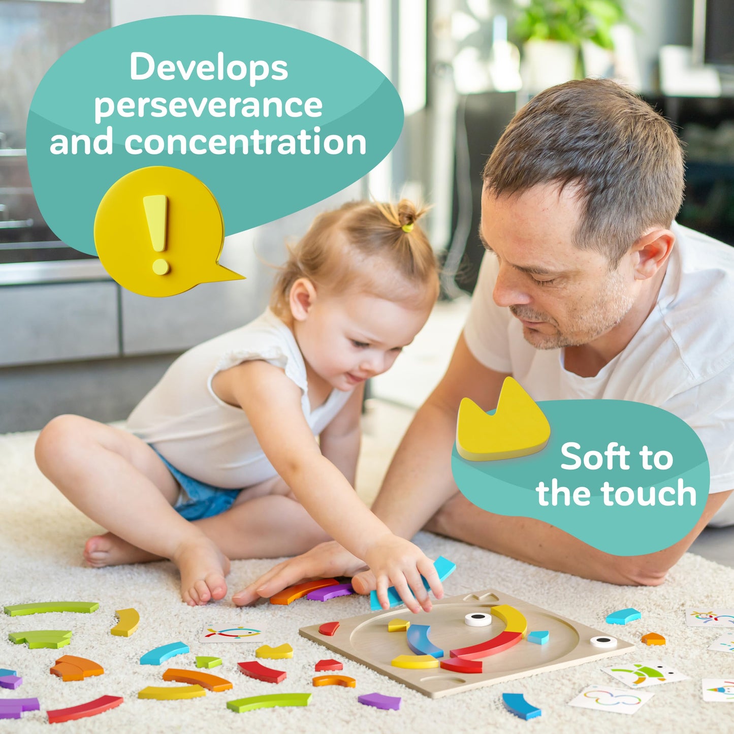 PRO100HOME Toddler Montessori Pattern Blocks & Tangrams – Wooden Preschool Learning Toys (Ages 3-5)