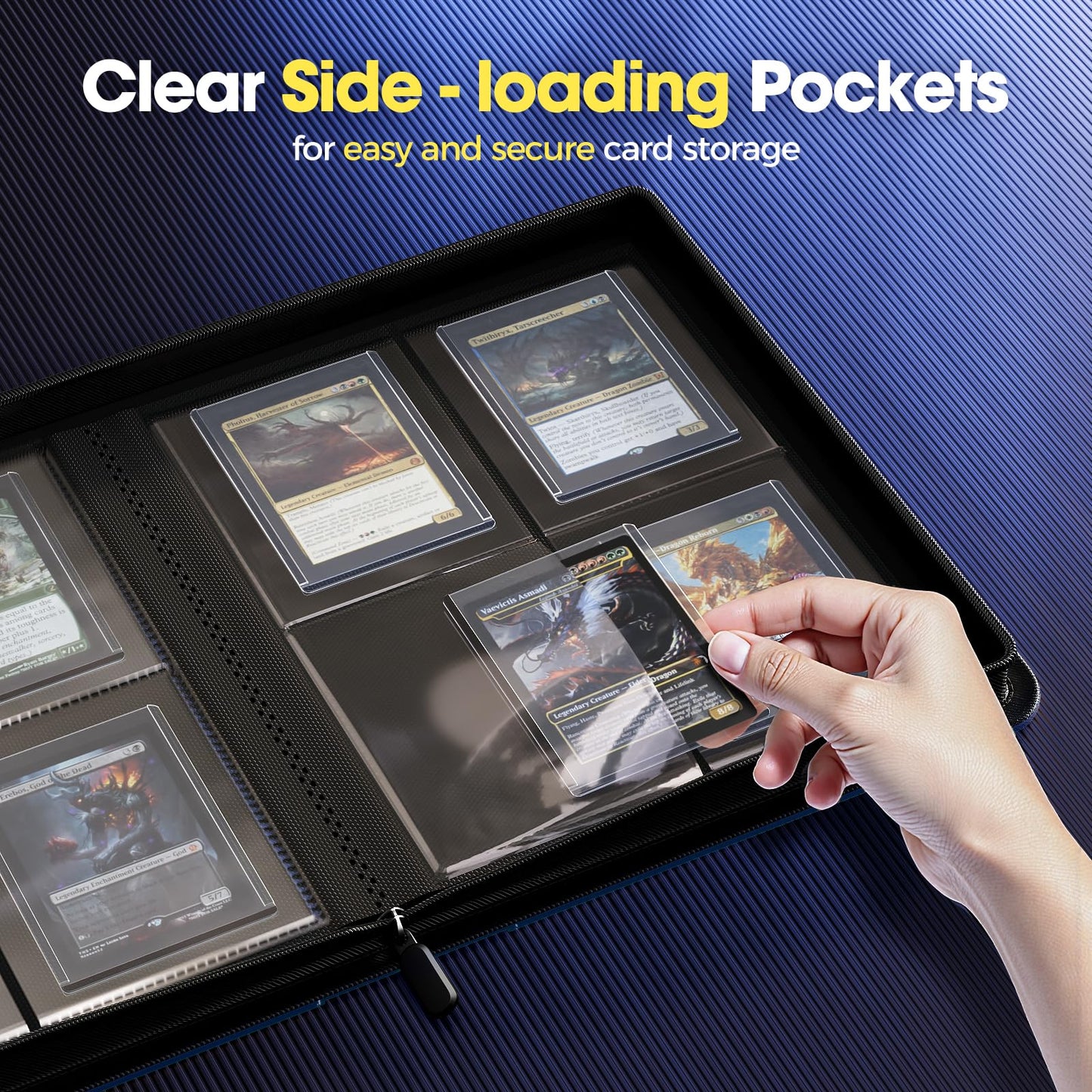 ProCase 4-Pocket Top Loader Binder Navy – Holds 144 Cards in 3x4 Top Loaders
