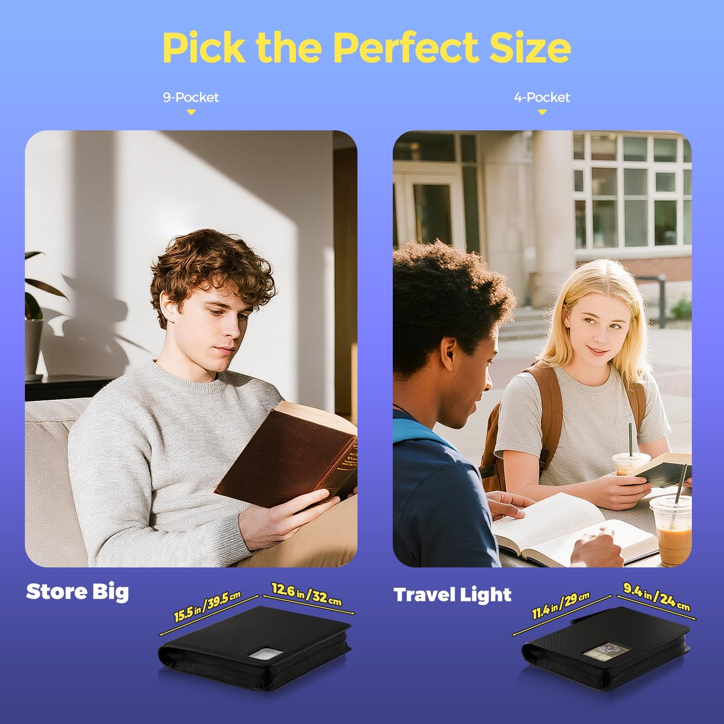 ProCase 4-Pocket Top Loader Binder – Holds 144 Cards in 3x4 Toploaders (Black)