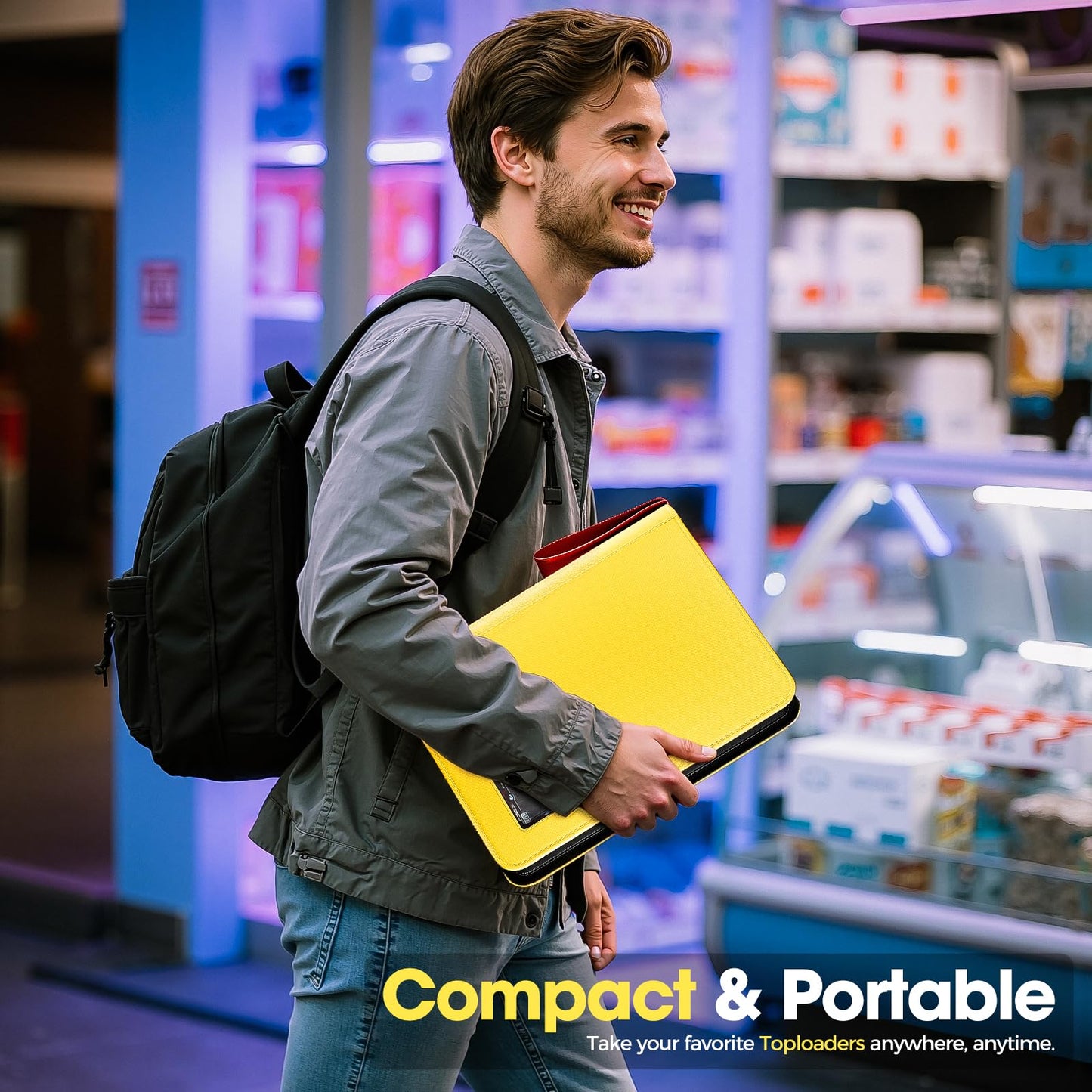 ProCase 4 Pocket Top Loader Binder – Holds 144 Cards in 3x4 Toploaders (Yellow)