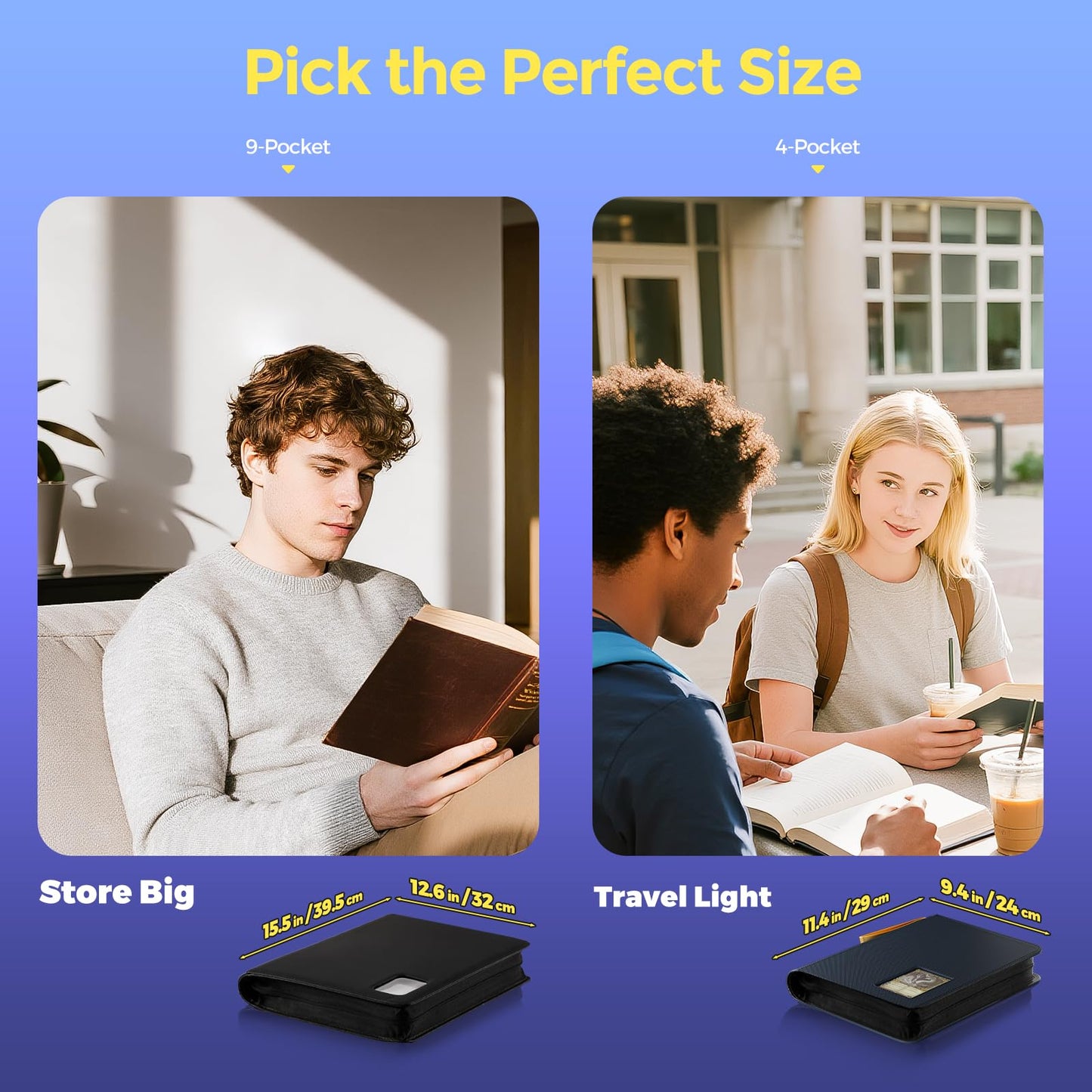 ProCase 4-Pocket Top Loader Binder Navy – Holds 144 Cards in 3x4 Top Loaders
