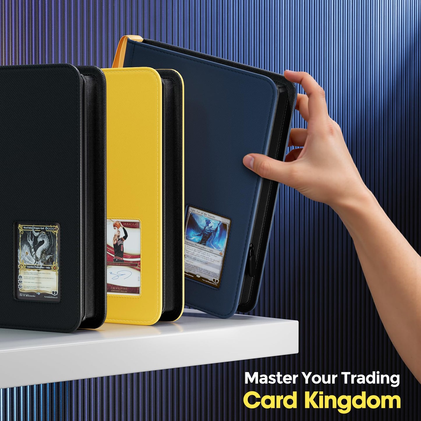 ProCase 4-Pocket Top Loader Binder Navy – Holds 144 Cards in 3x4 Top Loaders