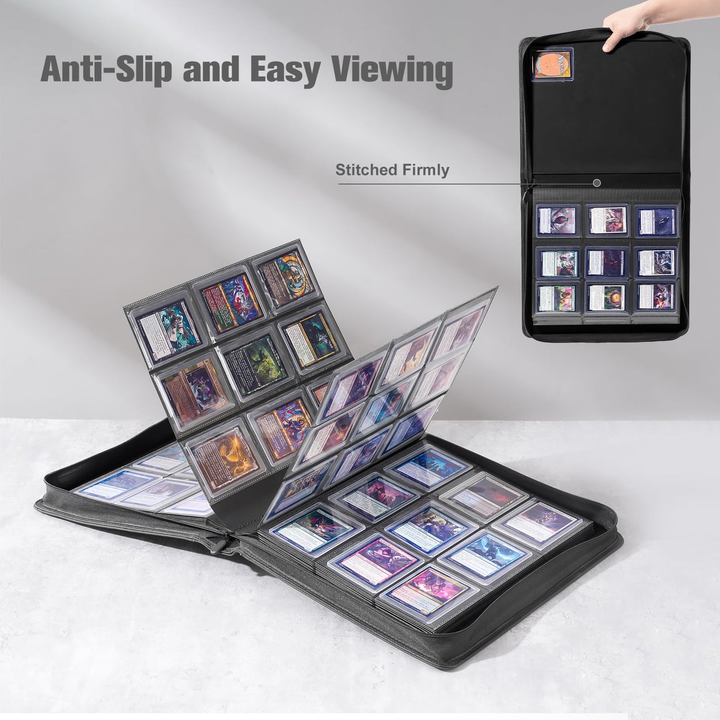 ProCase Top Loader Binder 9 Pocket – Holds 324 Toploaders, Waterproof PU Leather, Non-PVC Pockets