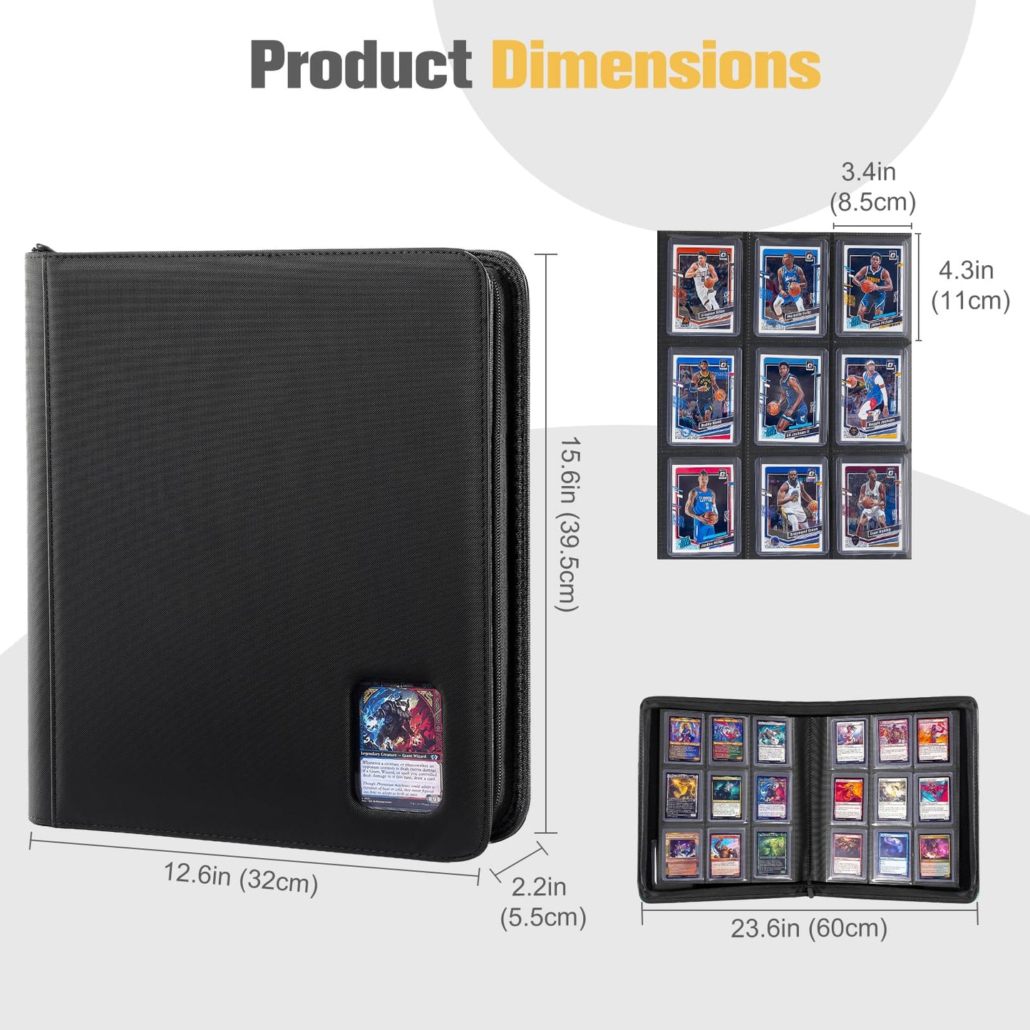 ProCase Top Loader Binder 9 Pocket – Holds 324 Toploaders, Waterproof PU Leather, Non-PVC Pockets