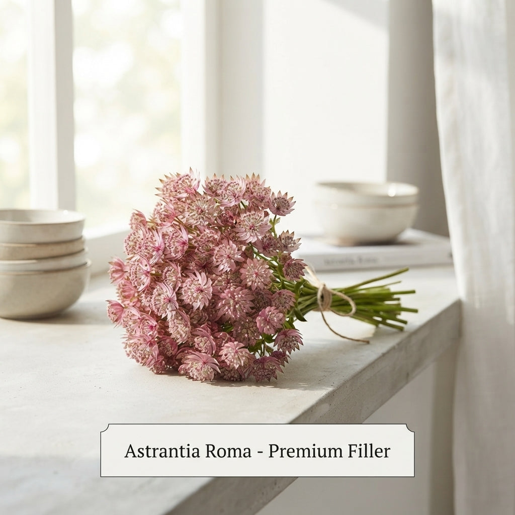 Pink Astrantia ‘Roma’ Cut Stems – 50cm