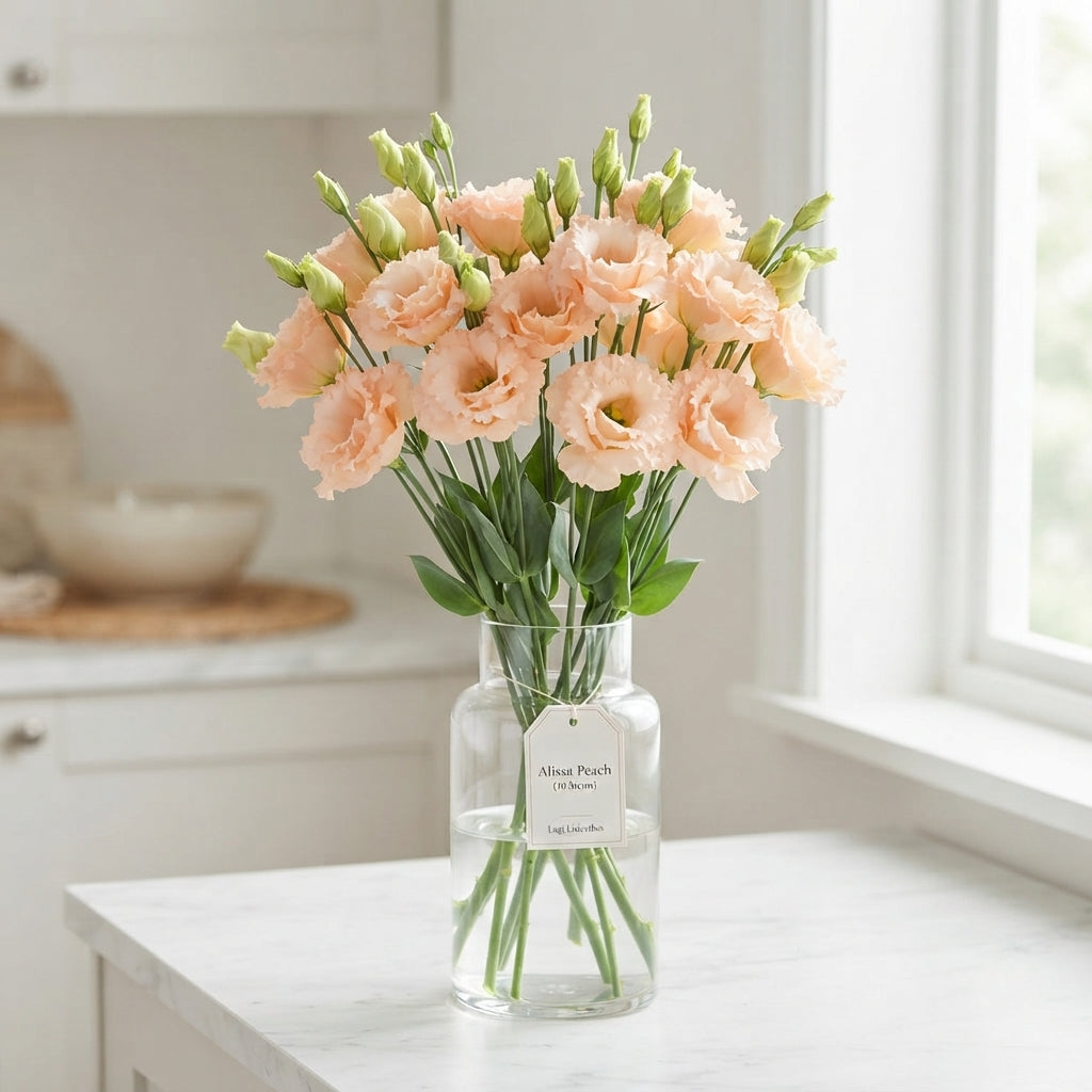 Alissa Peach Lisianthus Cut Flowers – 70cm, 10 Stems