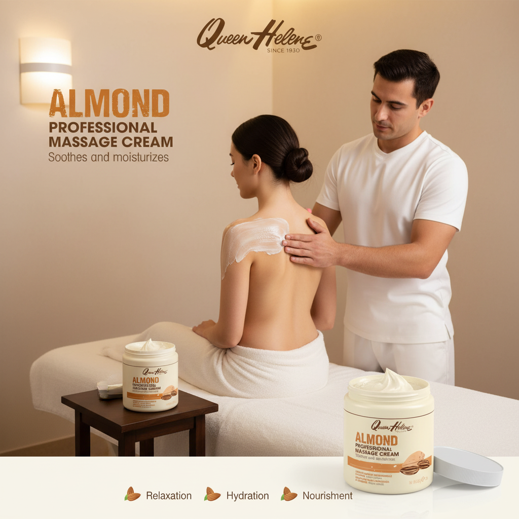QUEEN HELENE Almond Scented Massage Cream for Scalp Nourishment & Hair Styling Definition 15 Oz