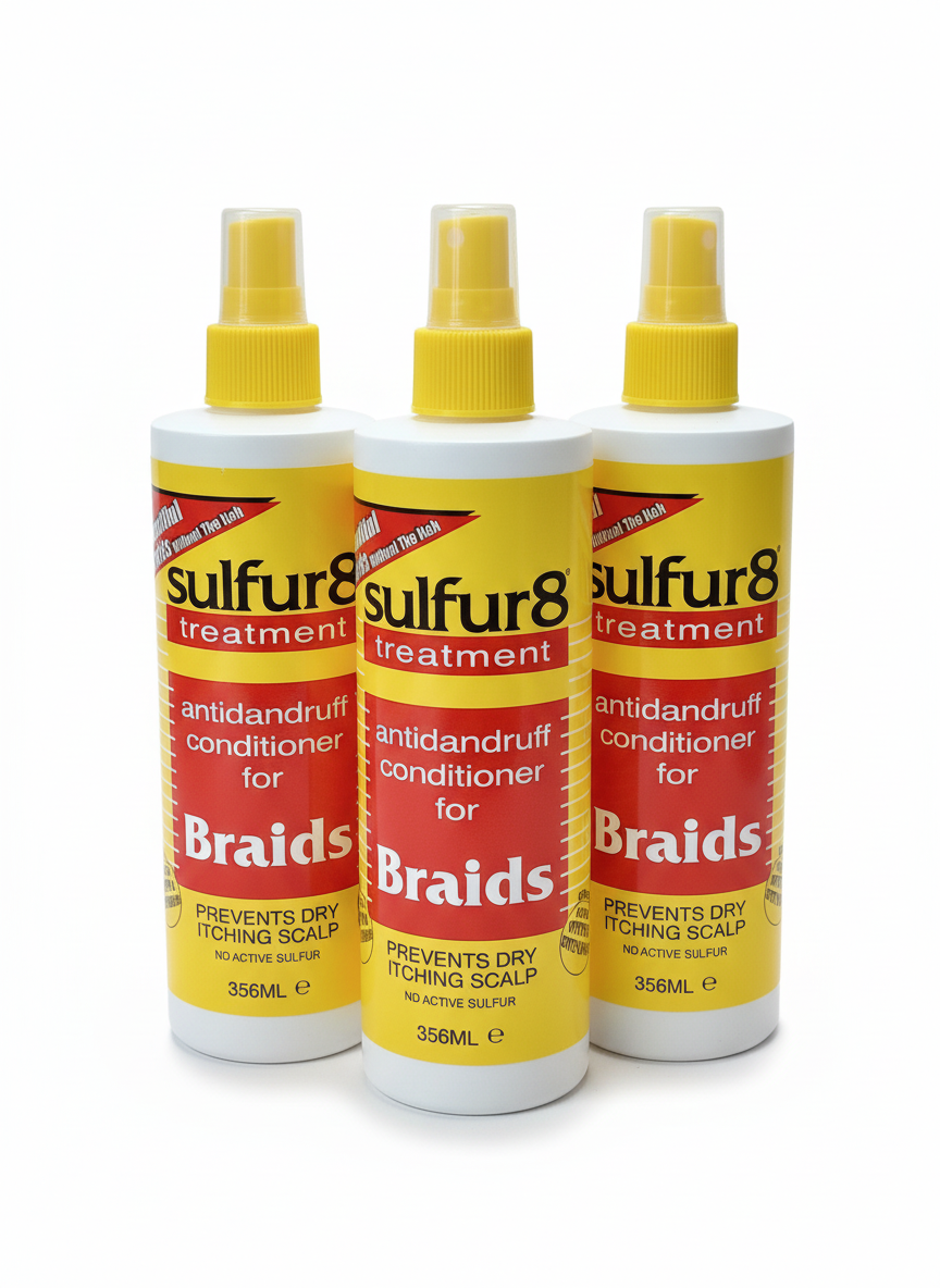 Sulfur8 Treatment Antidandruff Conditioner Trio - Dandruff Relief & Scalp Care for Braids & Protective Styles, 8 fl oz