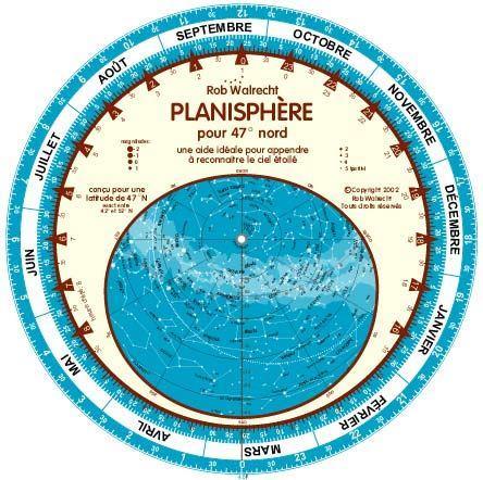French Planisph√®re pour 47¬∞ Nord