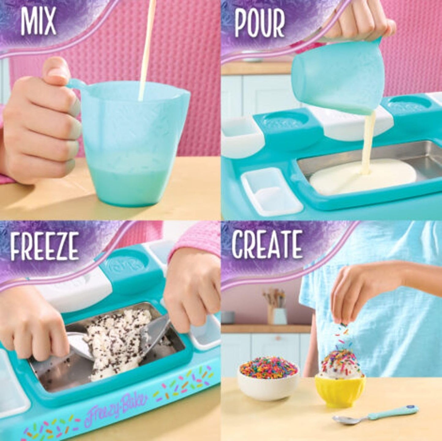 ProductMix Easy Bake Freezy Bake Ice Cream Mixes Pack – Vanilla, Strawberry & Chocolate with Mix-Ins