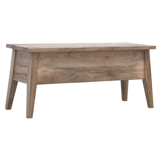 Solid Wood Lid Up Storage Bench | Oak Mango Wood Hidden Storage