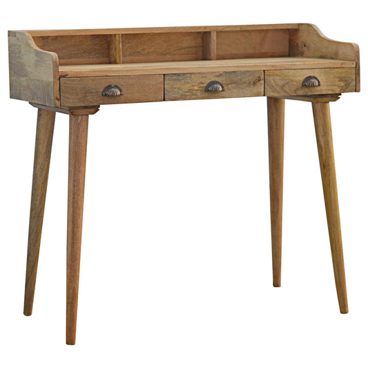 Gallery Back Shell Writing Desk | Oak Solid Mango Wood