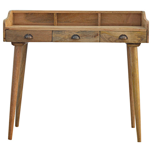 Gallery Back Shell Writing Desk | Oak Solid Mango Wood