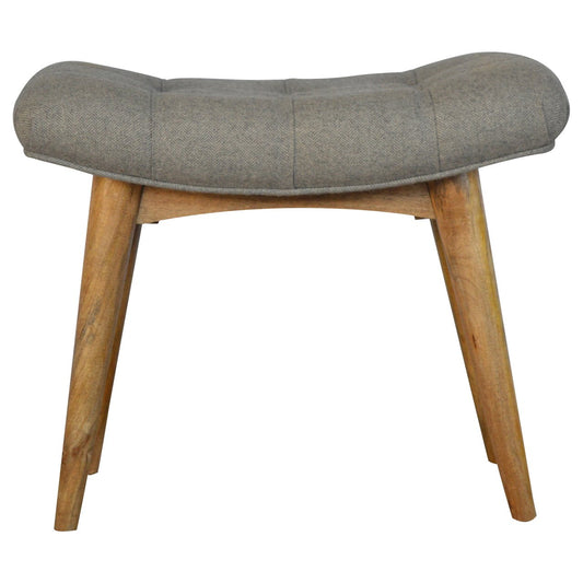Curved Grey Tweed Bench | Oak-Ish