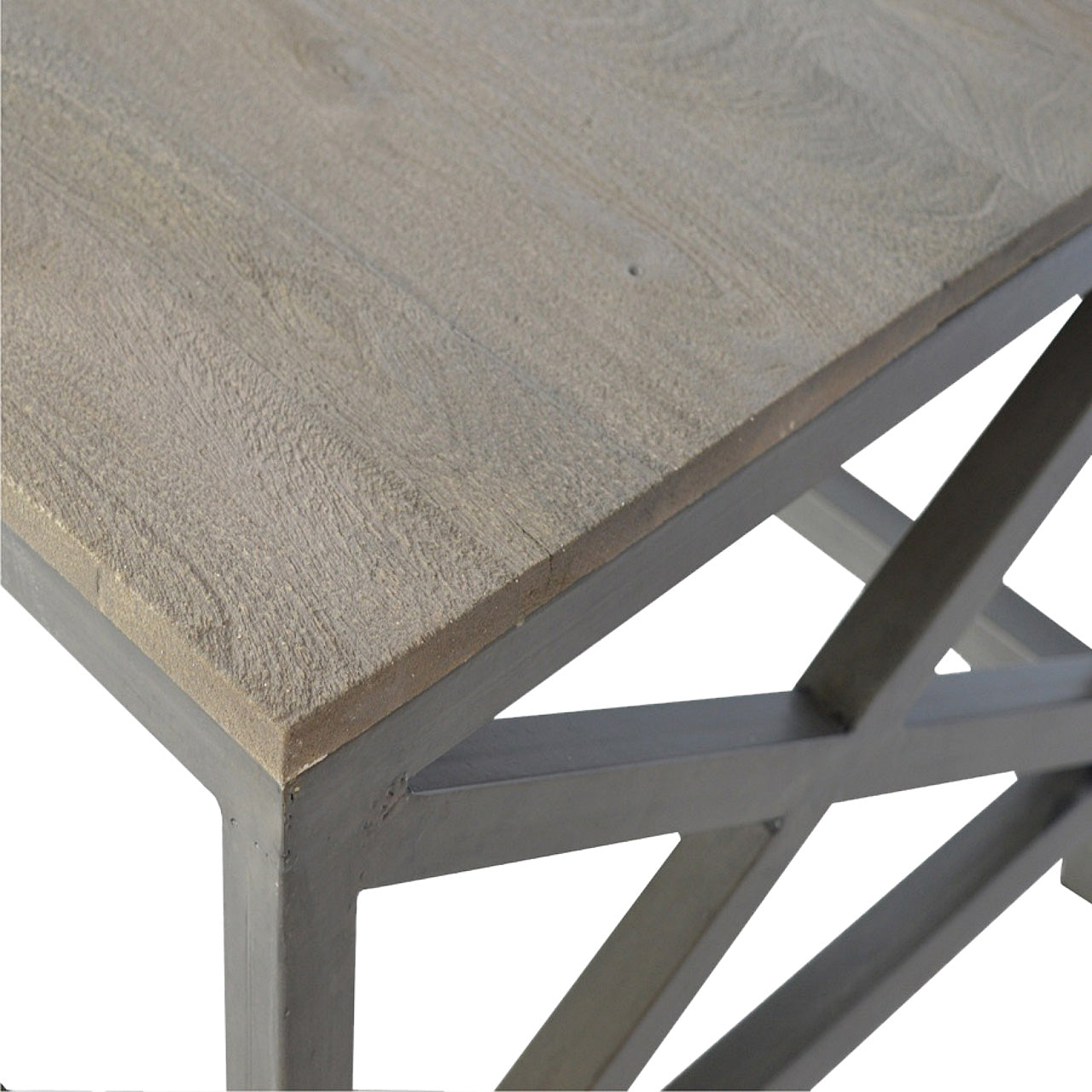 Industrial Cross Metal Oatmeal Coffee Table