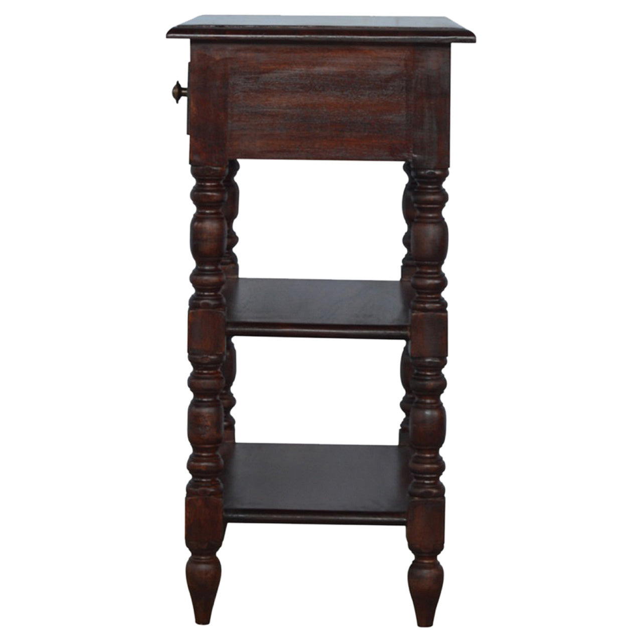 Turned Occasional Table Accent Piece | Chestnut Solid Mango Wood