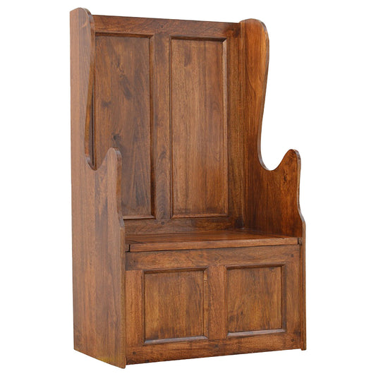 Lid up County Style Monks Bench | Hand-Carved
