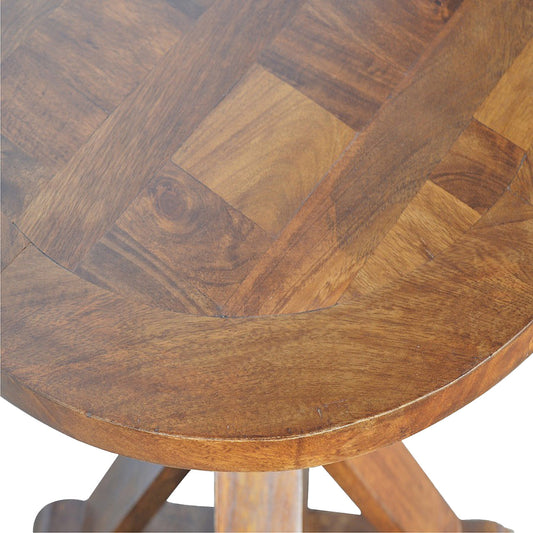 Chestnut Tristle Round Table Chest of Drawers