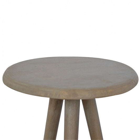 Lulu Round Tripod End Table Accent Piece | Grey Mango Wood