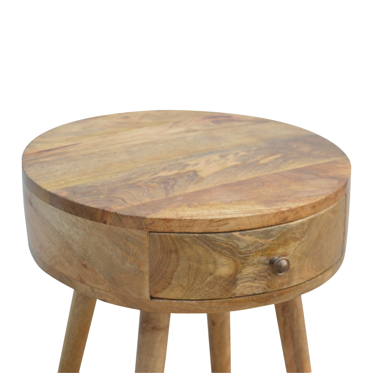 Nordic Circular Shaped Bedside Table | Oak Mango Wood