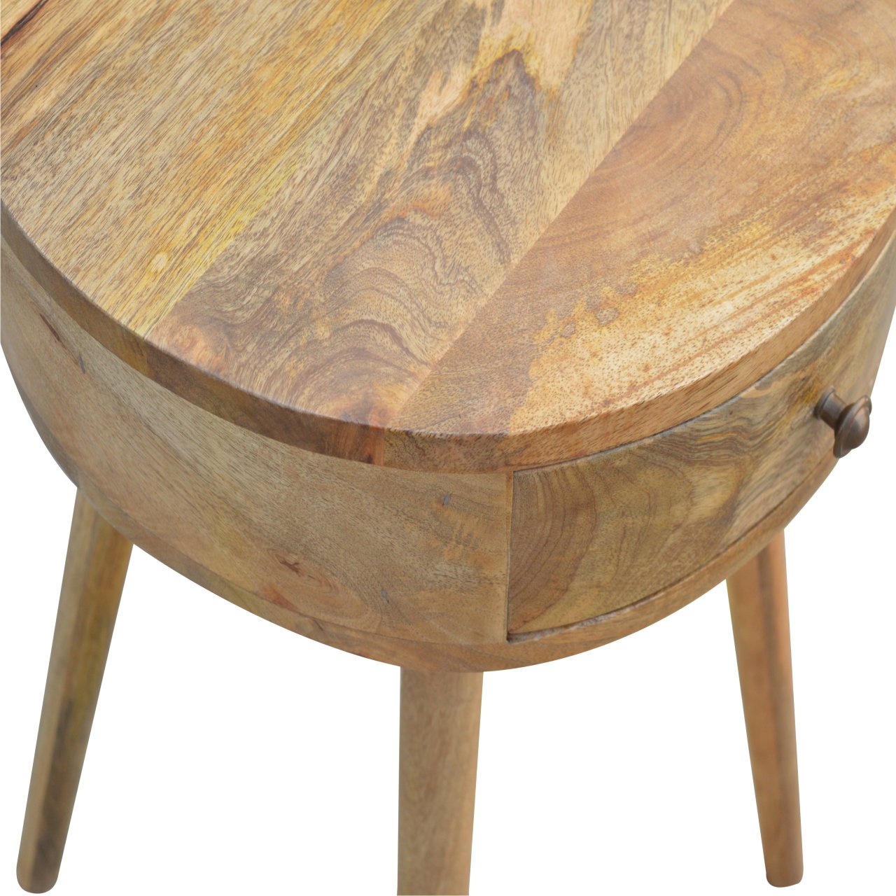 Nordic Circular Shaped Bedside Table | Oak Mango Wood