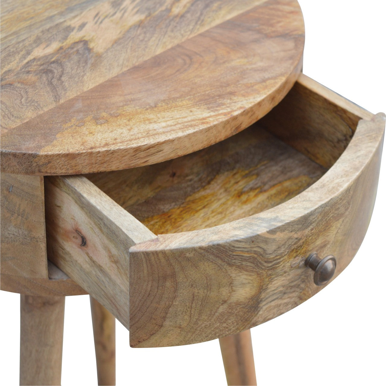 Nordic Circular Shaped Bedside Table | Oak Mango Wood