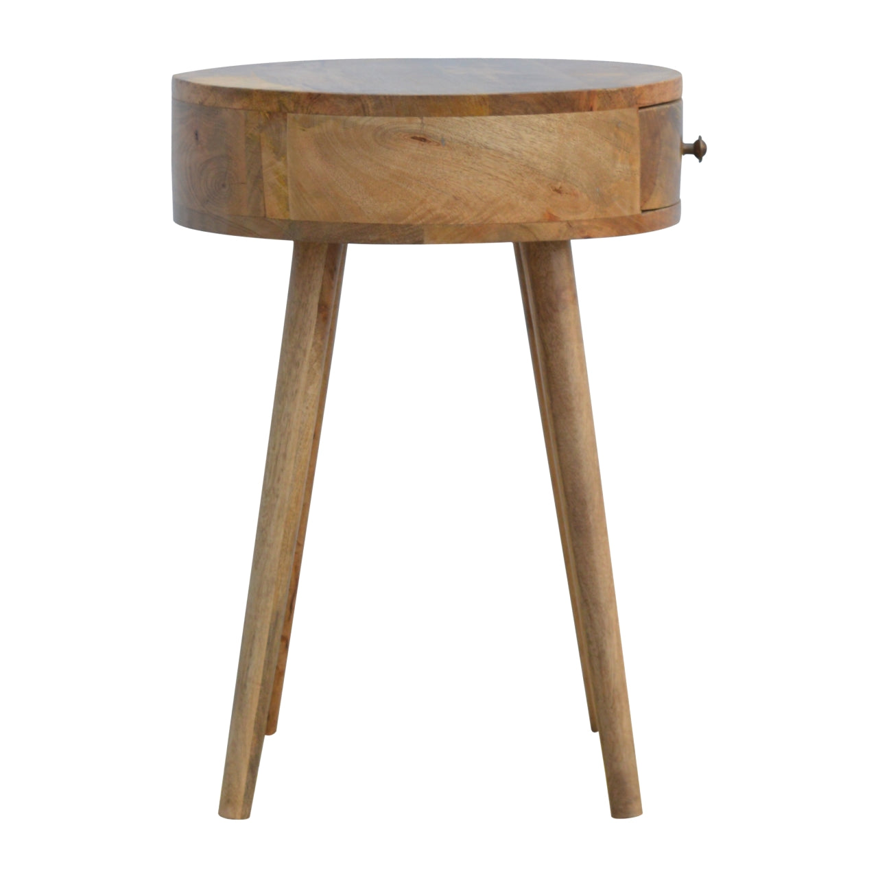 Nordic Circular Shaped Bedside Table | Oak Mango Wood