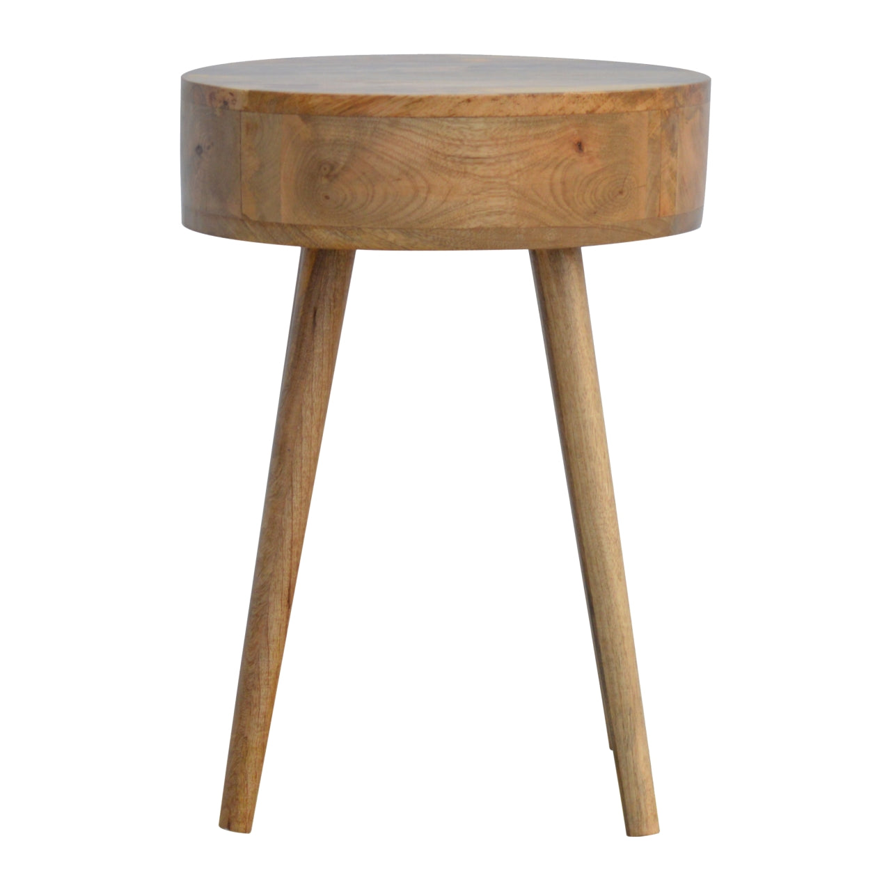 Nordic Circular Shaped Bedside Table | Oak Mango Wood