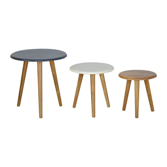 Multi Nordic Stool Set of 3 Footstool