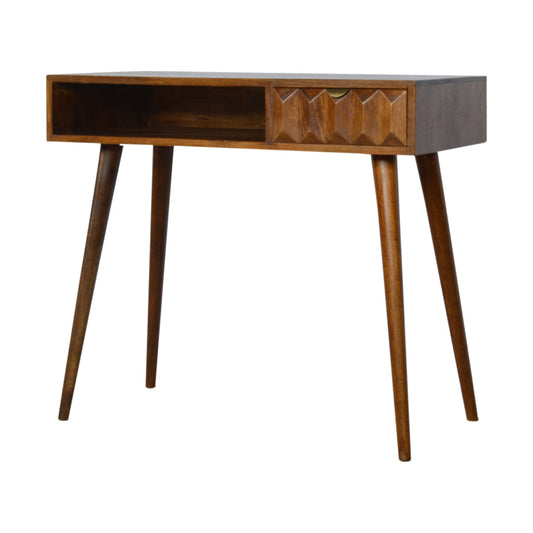 Chestnut Prism Writing Desk | Hand-Carved