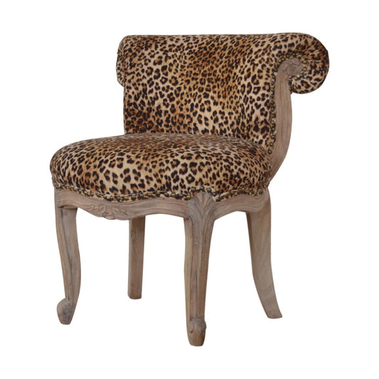 Leopard Print Studded Chair | Cotton Velvet