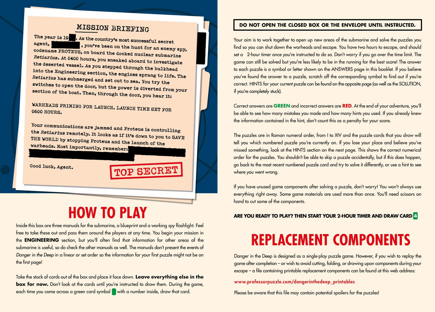 Professor PUZZLE Danger in The Deep - Escape Room Game for 1-6 Players