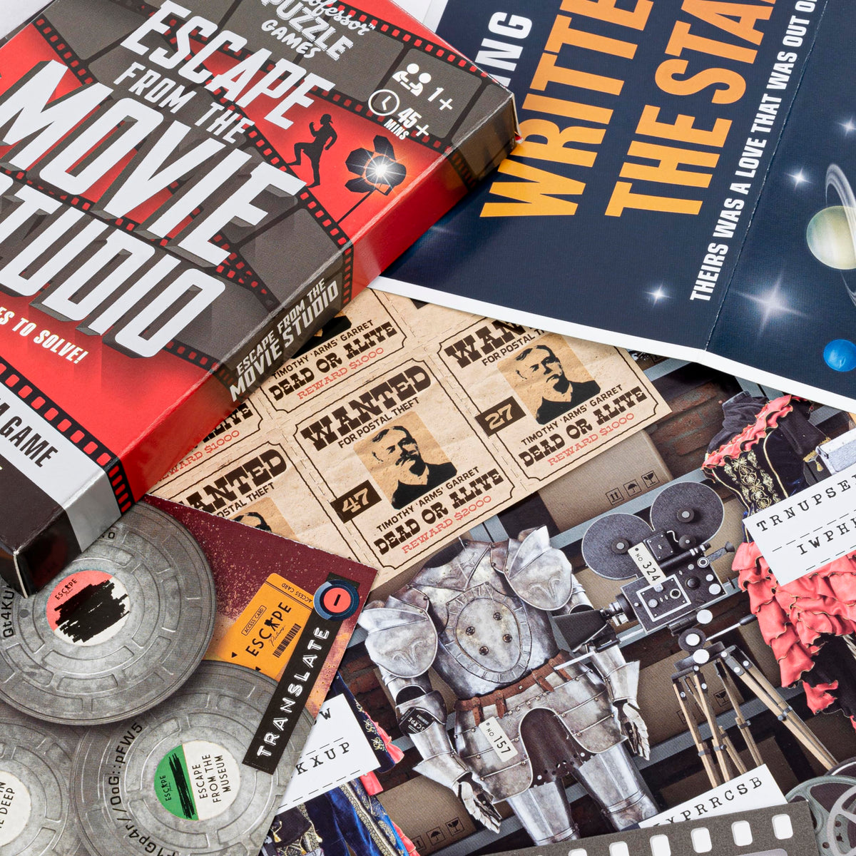 Professor Puzzle: Escape from The Movie Studio – 12-Puzzle Tabletop Escape Room Game for 1+ Players