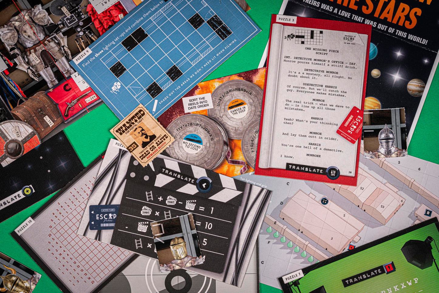 Professor Puzzle: Escape from The Movie Studio – 12-Puzzle Tabletop Escape Room Game for 1+ Players