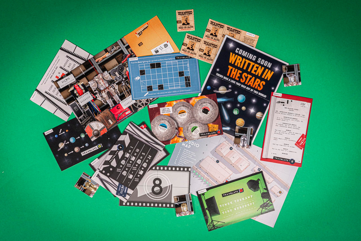 Professor Puzzle: Escape from The Movie Studio – 12-Puzzle Tabletop Escape Room Game for 1+ Players