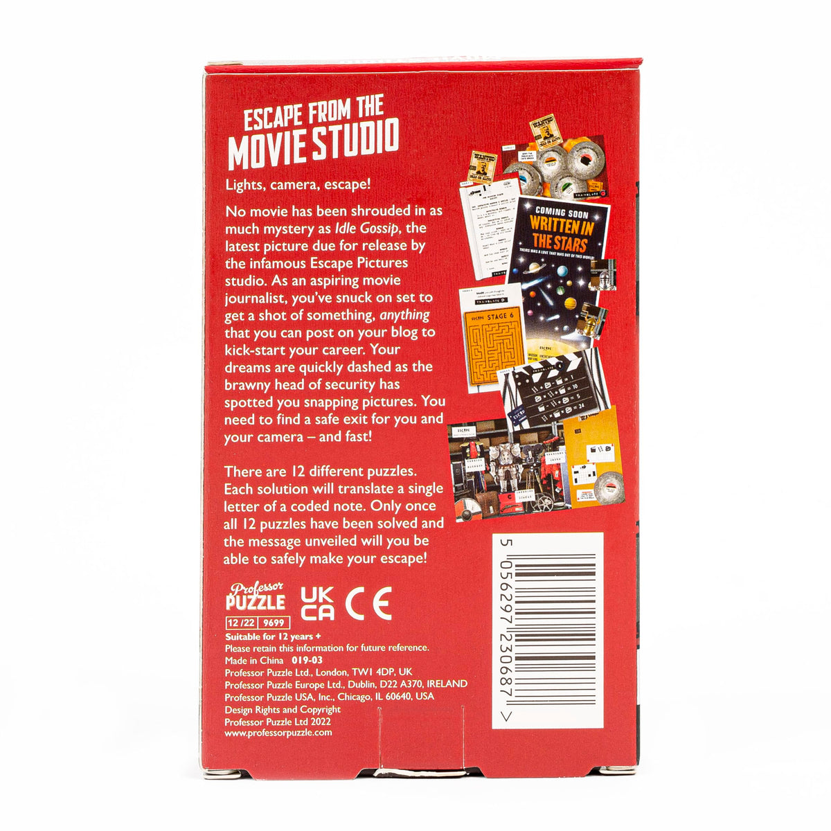 Professor Puzzle: Escape from The Movie Studio – 12-Puzzle Tabletop Escape Room Game for 1+ Players