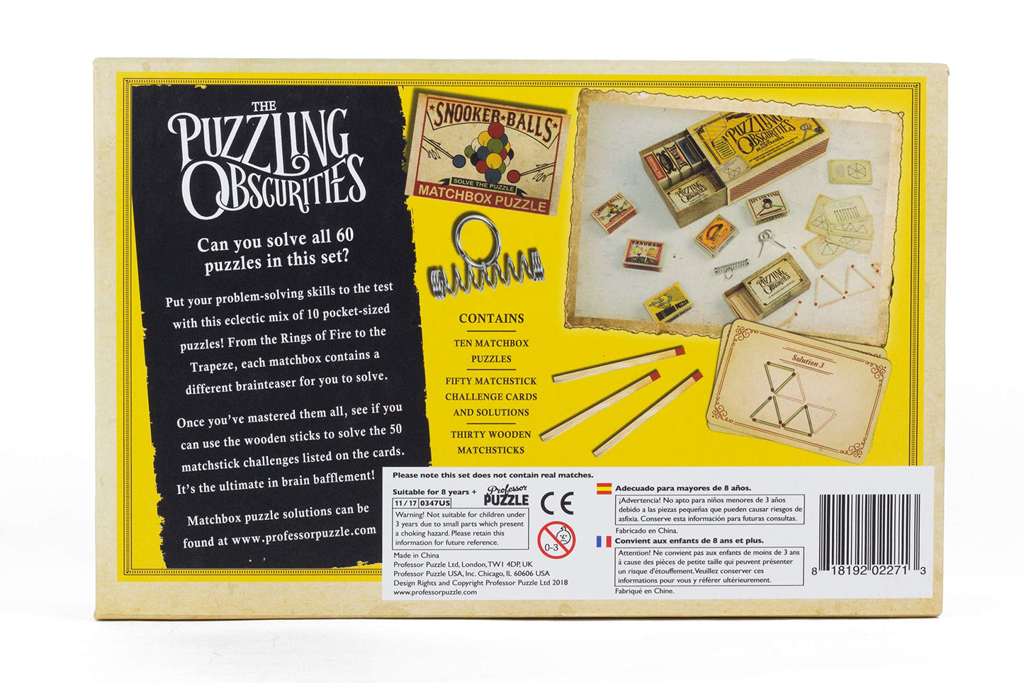 Professor PUZZLE The Obscurities Box: 10 Matchbox Puzzles & 60 Challenges