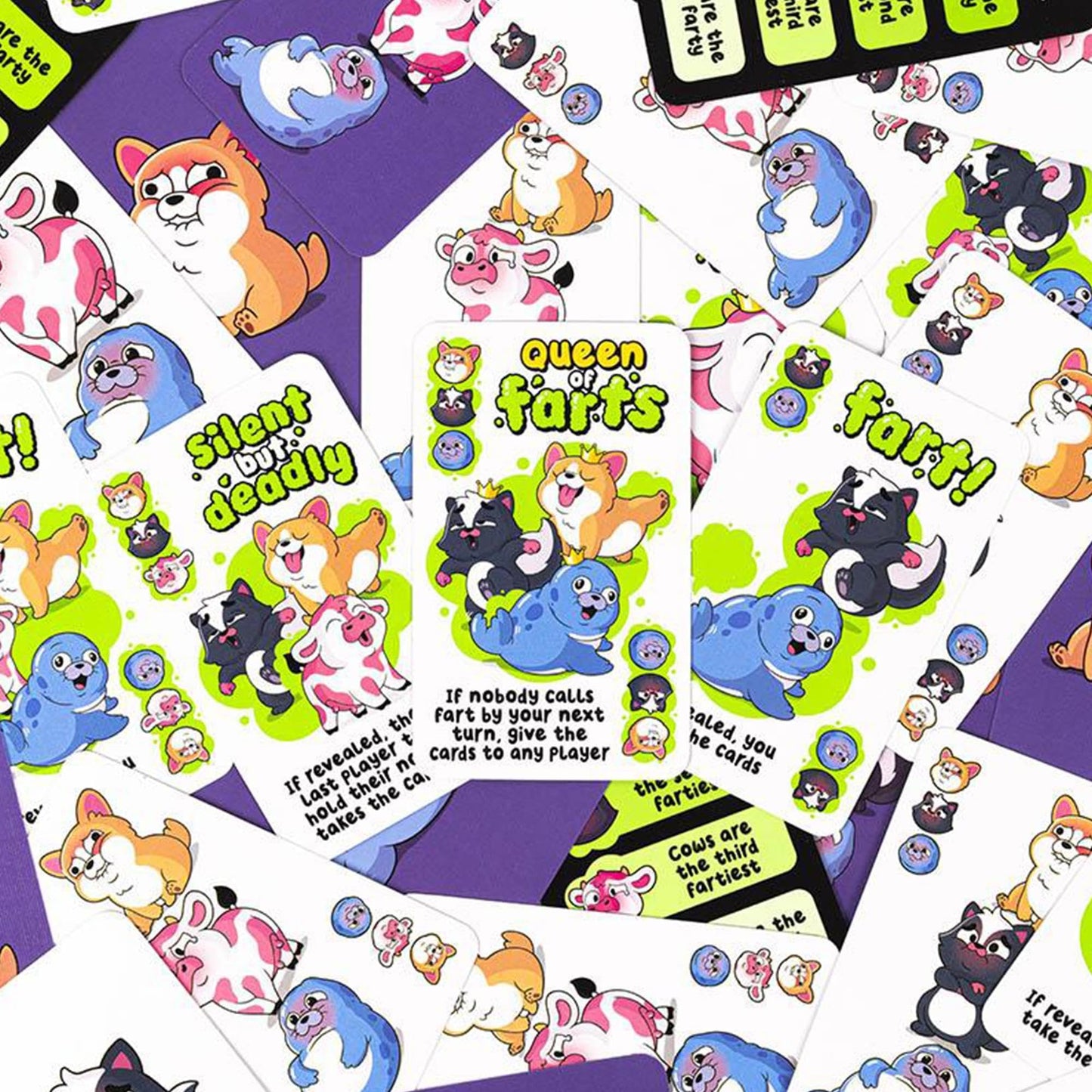 Queen of Farts Game by Professor PUZZLE | Hilarious Animal Card Game for 3-6 Players